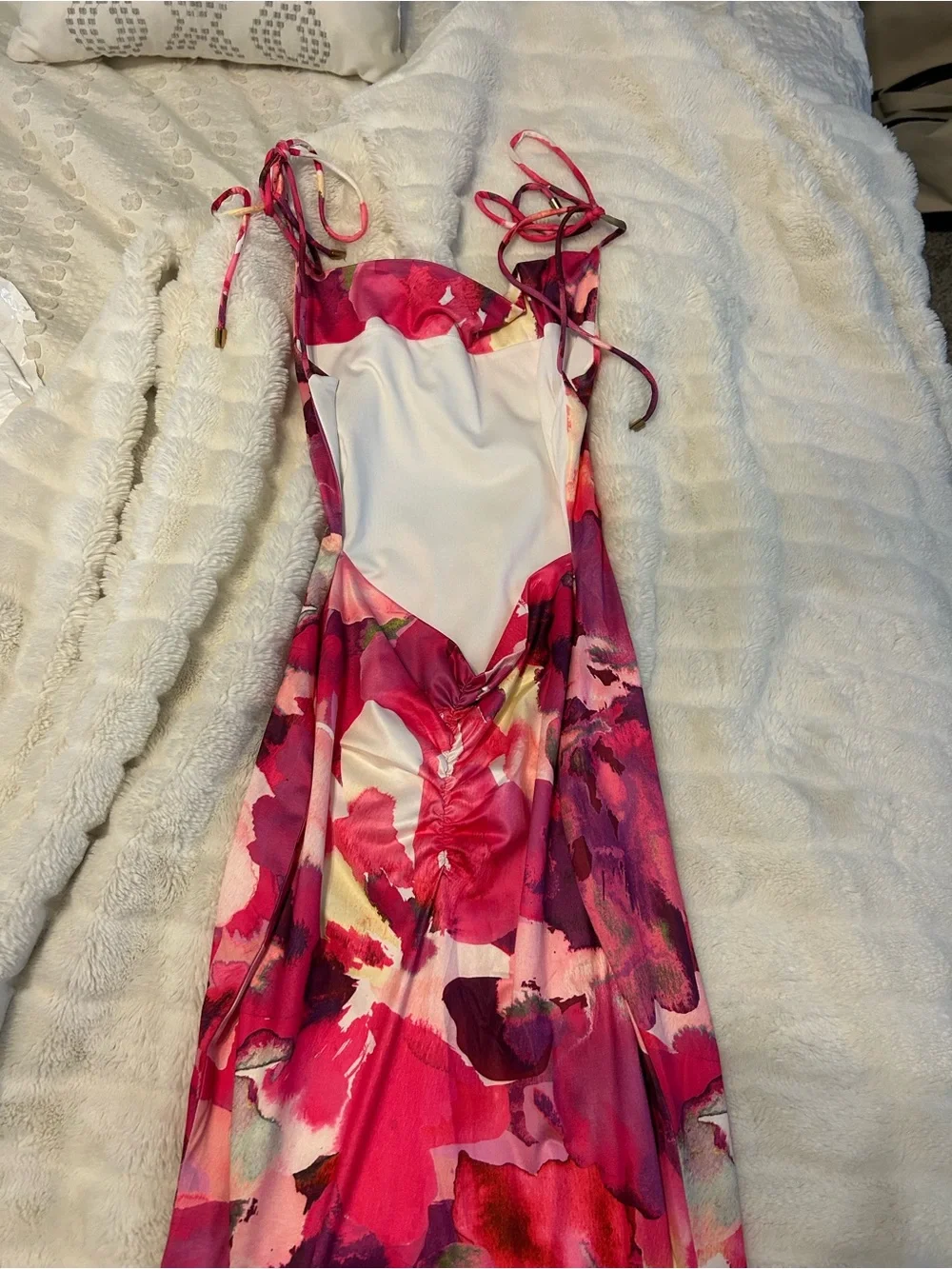 Beginning Boutique Fuchsia Pink Floral Midi Slip Dress